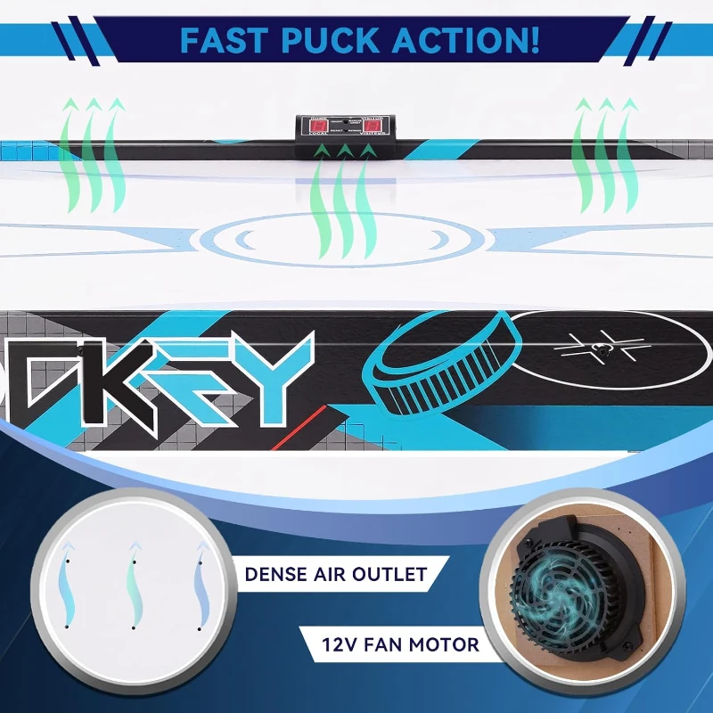 Foldable Air Hockey Table with Powerful Motor and Digital LED Scoreboard - Includes 2 Pucks & 2 Pushers - Portable Game Table for Kids and Adults