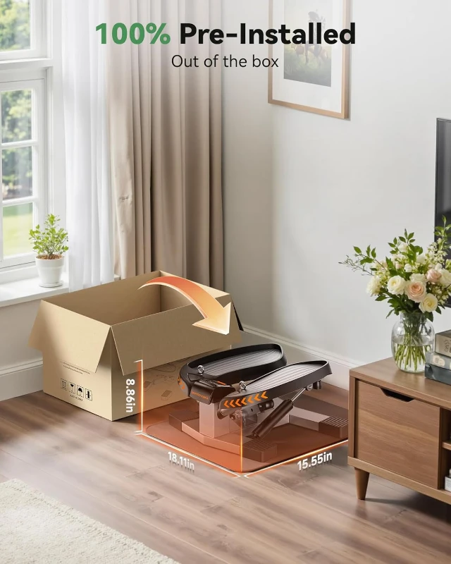 Sportsroyals Mini Twist Stepper with Resistance Bands – Compact Home Step Machine for Full-Body Workouts, Quiet Hydraulic, 350+ lb Capacity