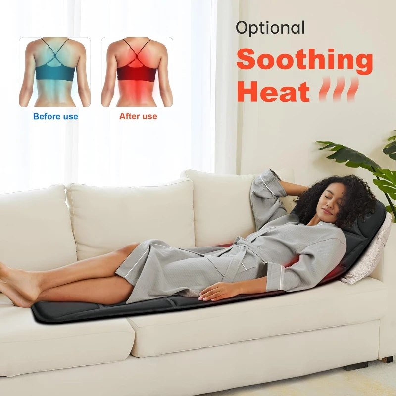 CILI Full-Body Vibration Massage Mat with Heat — Foldable Massage Mattress Pad for Bed, Sofa & Chair, Gifts for Men & Women