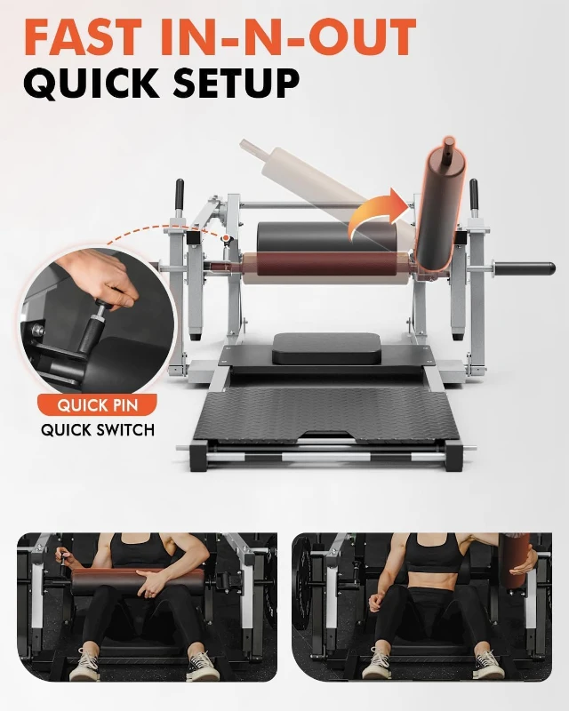 GMWD / HRTQ Plate-Loaded Hip Thrust Machine — 800 lb Capacity Glute Bridge Trainer with Weight Holders, Adjustable 3-Position Footboard, Heavy-Duty Butt Exercise Equipment