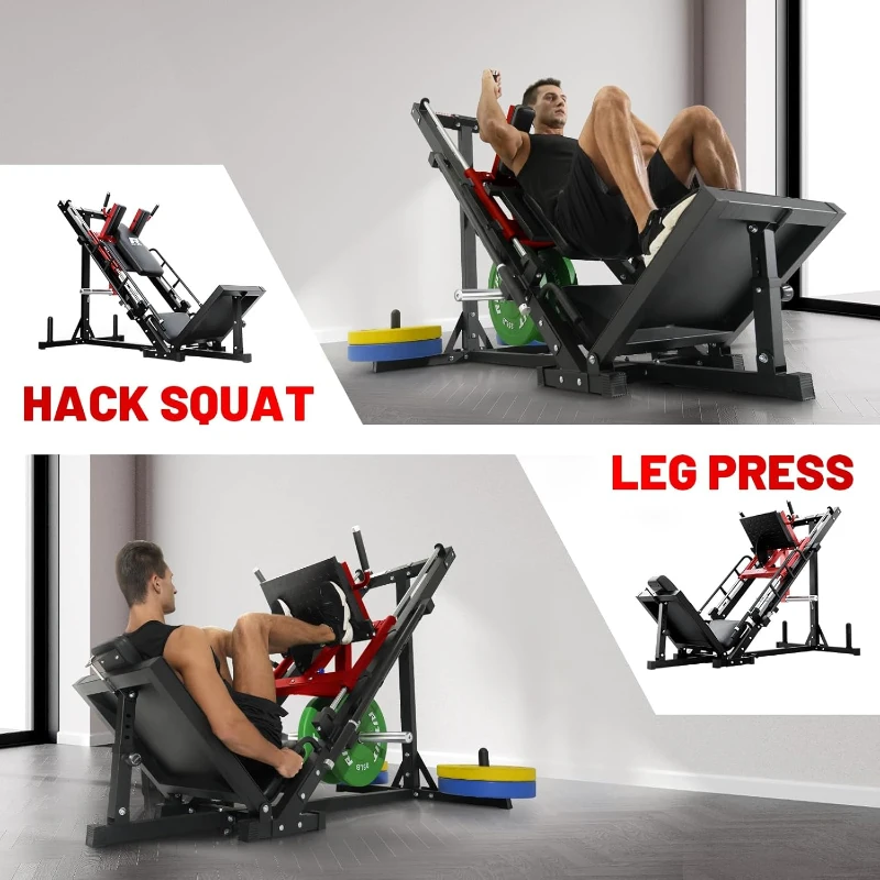 RitFit Leg Press & Hack Squat Machine — Professional Adjustable Leg Press with Linear Bearings, Weight Storage Posts, Full Lower-Body Trainer