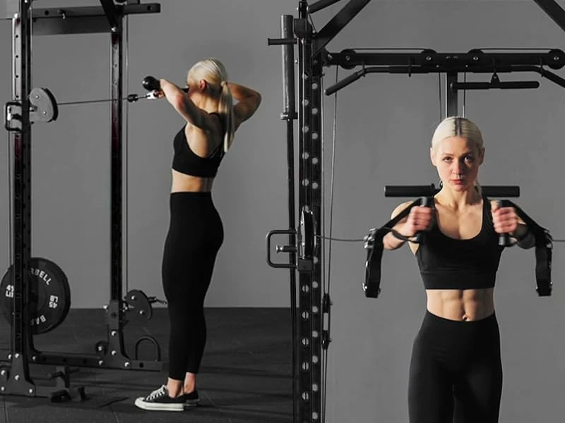 Mikolo K6 Power Cage with Cable Crossover & LAT Pulldown — 1500LB Capacity Home Gym Rack