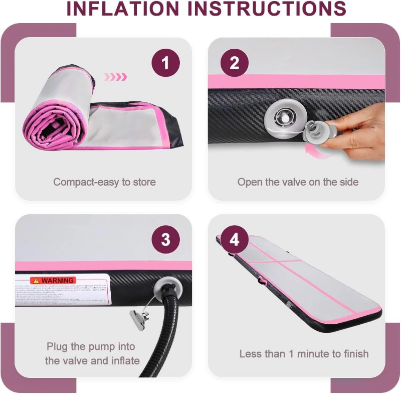 Air Tumble Track Mat with Electric Pump - Inflatable Gymnastics Mat 10ft/13ft/16ft/20ft, 4in or 8in Thick - Portable, Waterproof for Home Training, Cheer & Pool Use