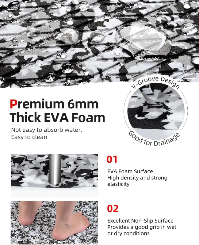 Abahub Camouflage EVA Boat Flooring 96in x16in / 23.5in / 38in / 47in & 48in x16in — Trimmable, Self-Adhesive Non-Slip Traction Pad for Surfing, Paddleboarding, Kayaking and Boating