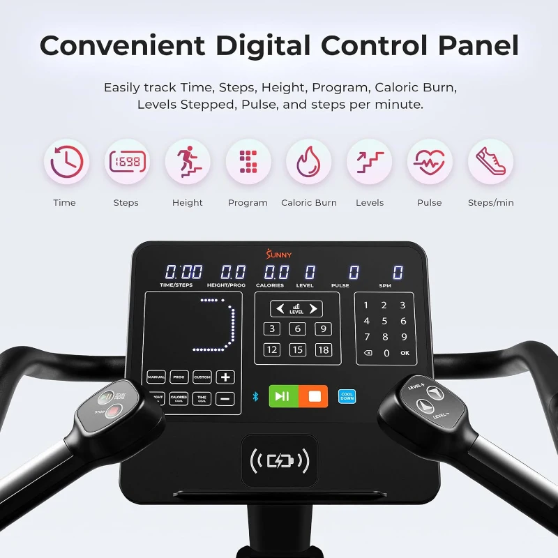 Sunny Health & Fitness Premium Smart Stepper Stair Climber – Commercial-Grade, High-Intensity Cardio with SunnyFit App, Bluetooth & 350–400 lb Capacity