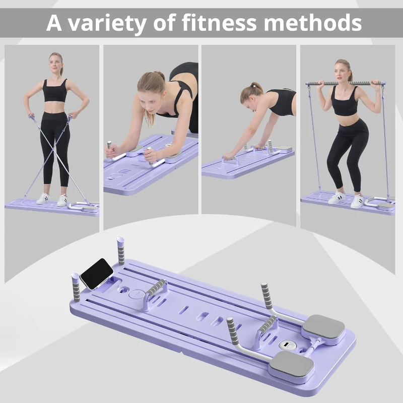 JANUA 5-in-1 Pilates Reformer Sliding Board - Foldable Home Pilates Set with Added Push-Up & Pilates Bars