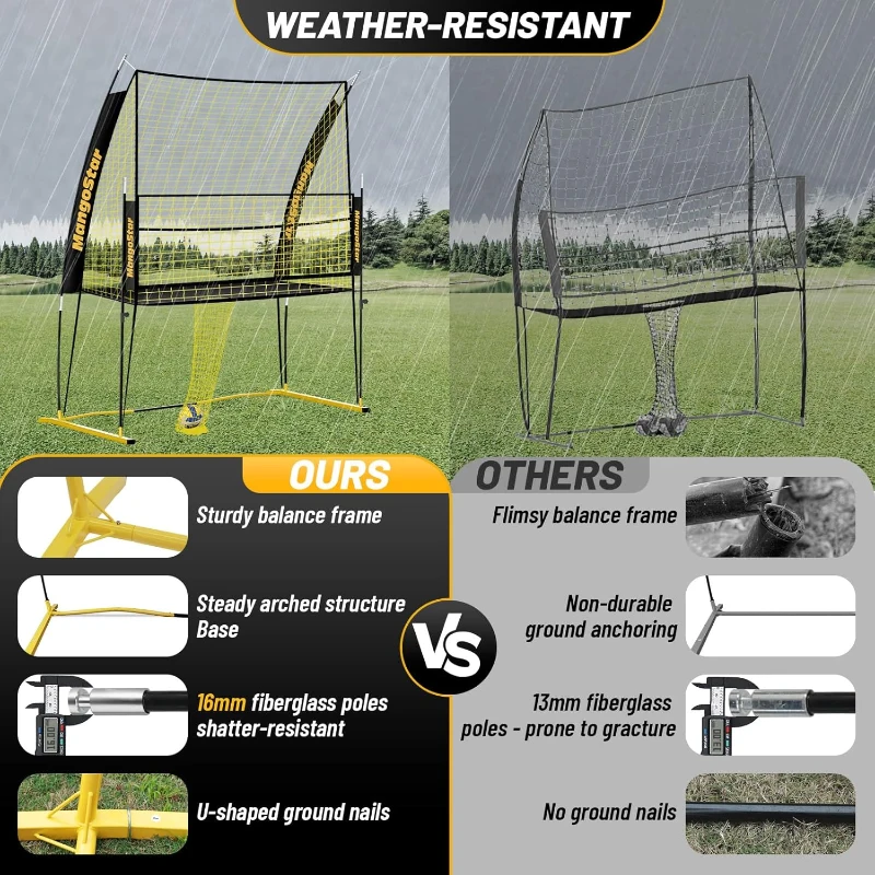 Mangostar Volleyball Training Net System (11 x 8 ft) — Freely Height-Adjustable 6.5–8 ft, Portable Indoor/Outdoor Practice Net for Serving, Setting & Spiking — Quick-Release, Easy Setup