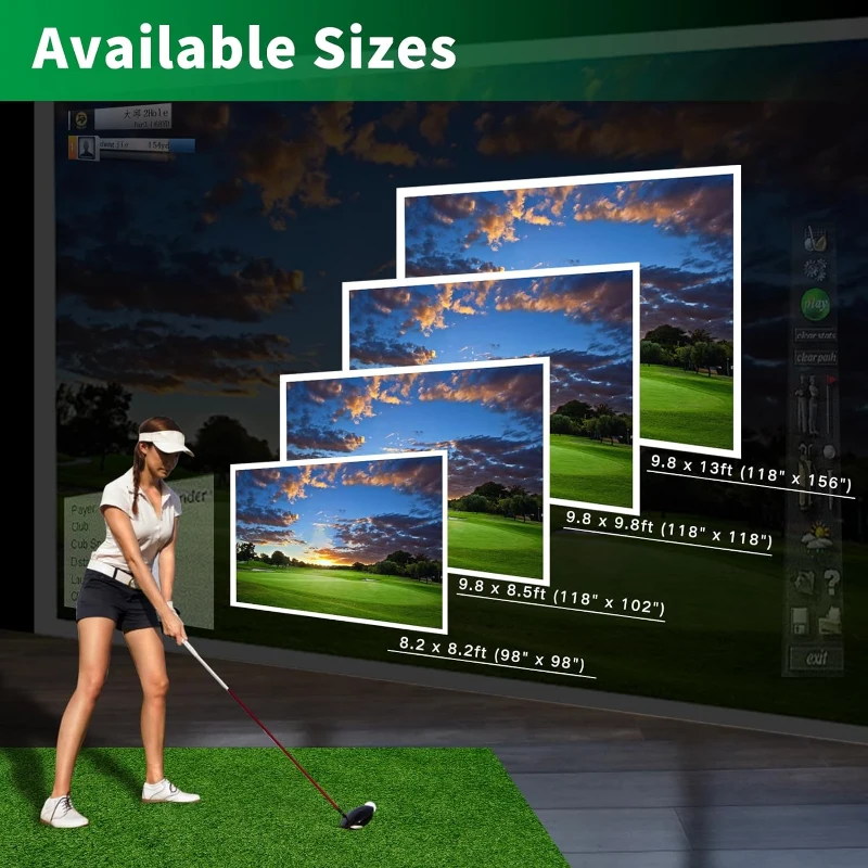 Premium Triple-Layer Golf Simulator Impact Screen with Grommets & Bungees, HD Visual Surface for Launch Monitors and Projectors – Enclosure Hitting Screen