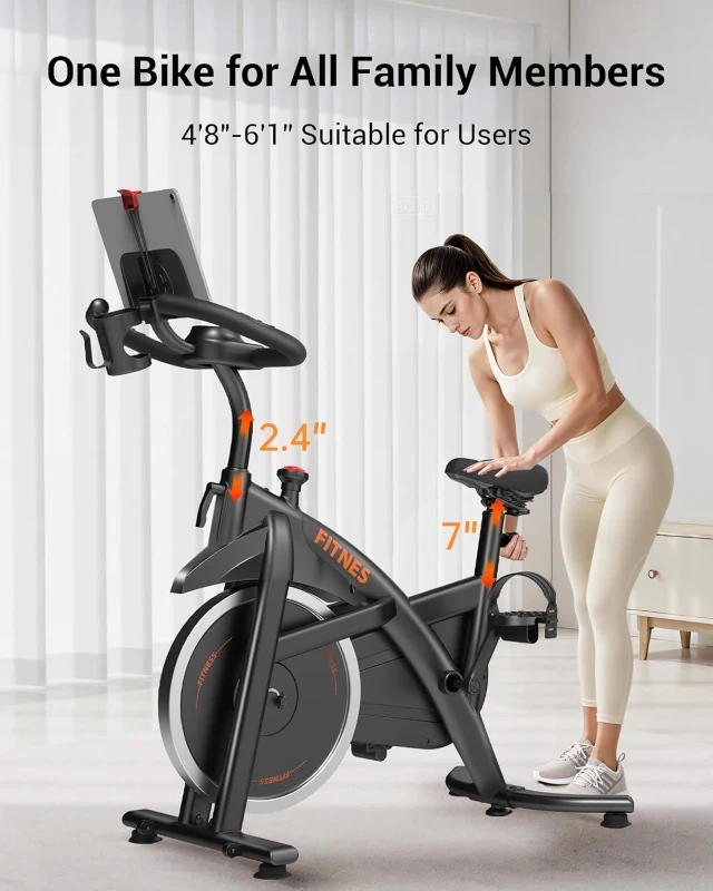 CURSOR FITNESS Indoor Exercise Bike — Silent Belt Drive Stationary Cycle with Comfortable Ventilated Seat, Tablet & Bottle Holders, 300 lb Capacity