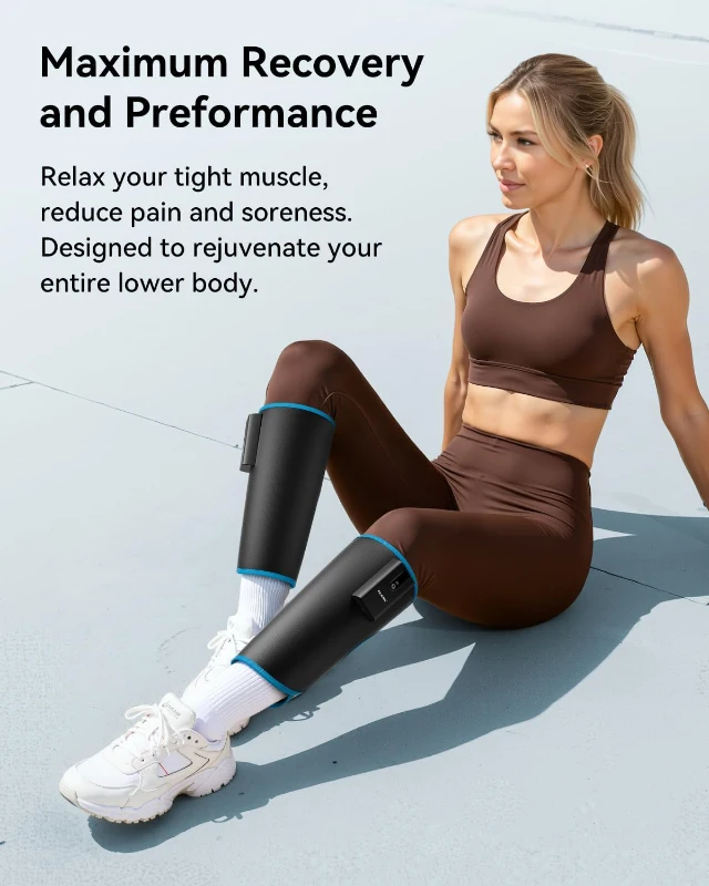 FIT KING Cordless Rechargeable Calf Massager — Portable 360° Leg Compression with 6 Intensities & 3 Modes