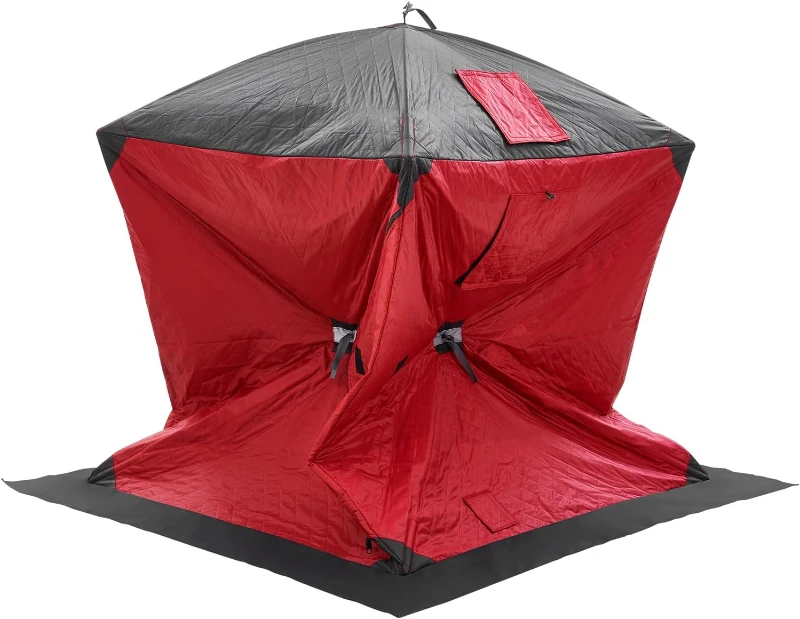 VEVOR Insulated Pop-Up Ice Fishing Tent – 600D Oxford, 80g Insulation, Hub-Style Portable Shelter for 1–8 People, Waterproof, Includes Anchors, Ropes & Carry Bag