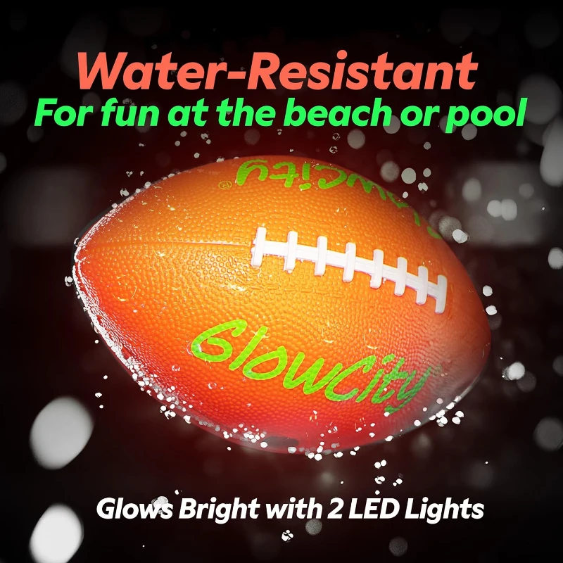 GlowCity Glow-in-the-Dark Football - Size 6 Light-Up Ball for Teens & Adults, Night Play