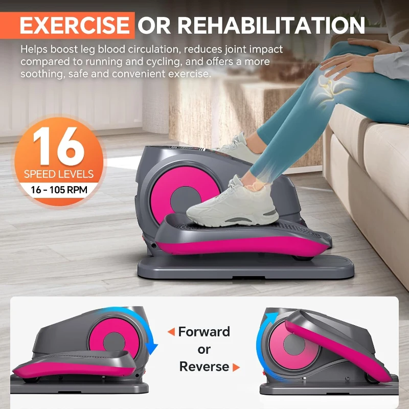 2025 Under-Desk Elliptical Machine – Electric Leg Exerciser Pro (As Seen on TV) with 16 Adjustable Speeds (16–105 RPM), 16 Auto Programs, Quiet Operation, Fully Assembled with Remote Control & Non-Slip Foot Straps
