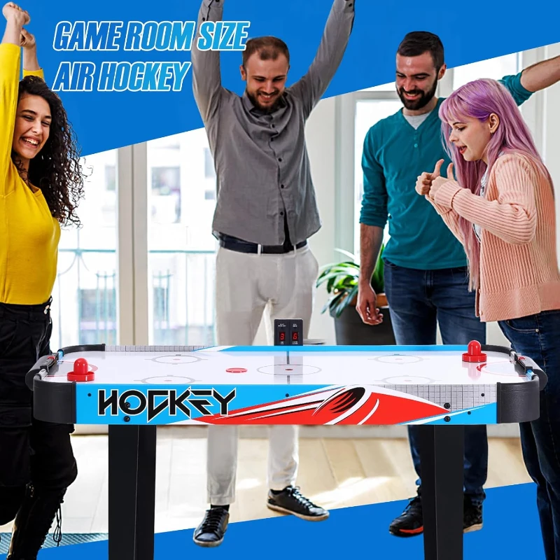 48"" Foldable Air Hockey Table - Indoor Arcade Game with Electronic LED Scoring, 2 Pucks & 2 Pushers - Family Game Room for Adults and Kids