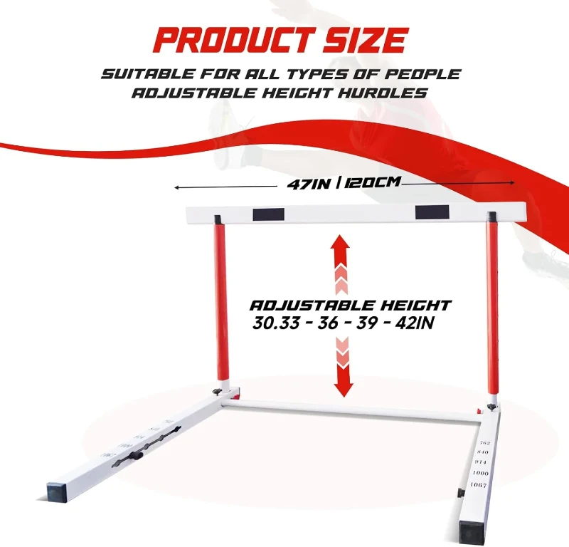 DRKSBesto Adjustable Track & Field Hurdles with Counterweight – Heavy-Duty, Height 30–42 in for Multi-Sport Training