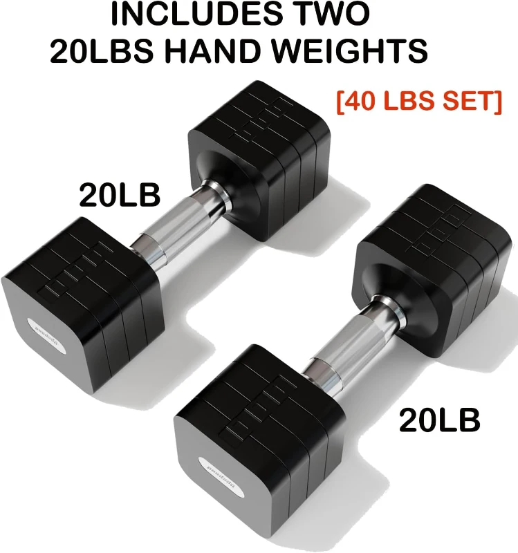 Adjustable Dumbbell Set — Selectable 15/20/40/50 LB Pair, Compact Free Weights for Home Workouts and Strength Training