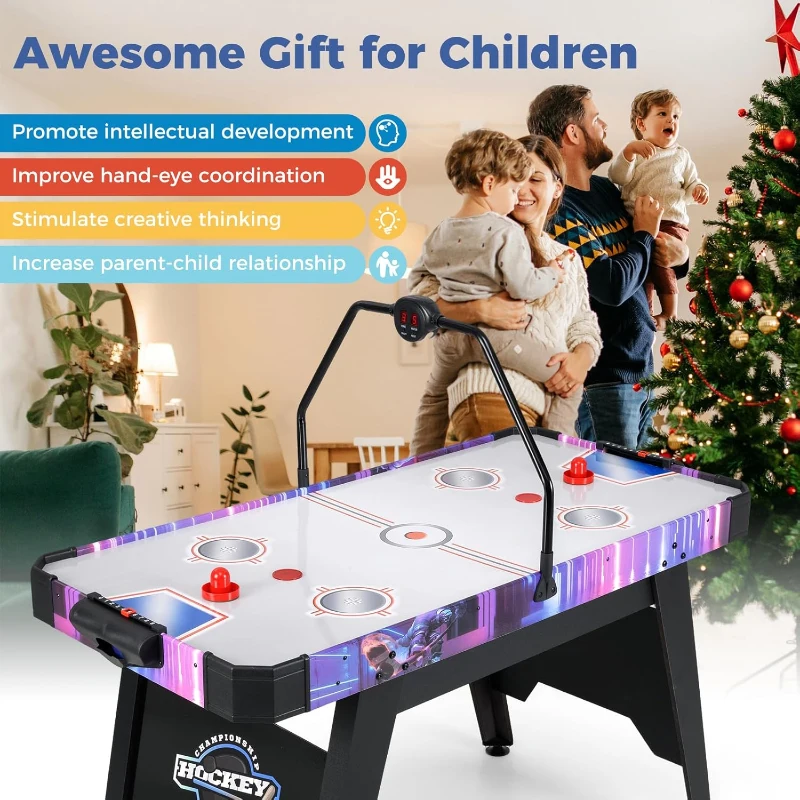 Goplus 56-inch Air Hockey Arcade Table with 12V High-Performance Motor, Digital LED Scoreboard, 2 Pucks & 2 Pushers — Home, Office, Game Room