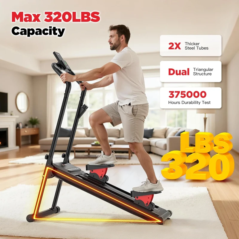 Magnetic Vertical Climber – Adjustable Resistance to 77LB, Foldable Home Stair Stepper with 19"" Stride and 320LB Capacity