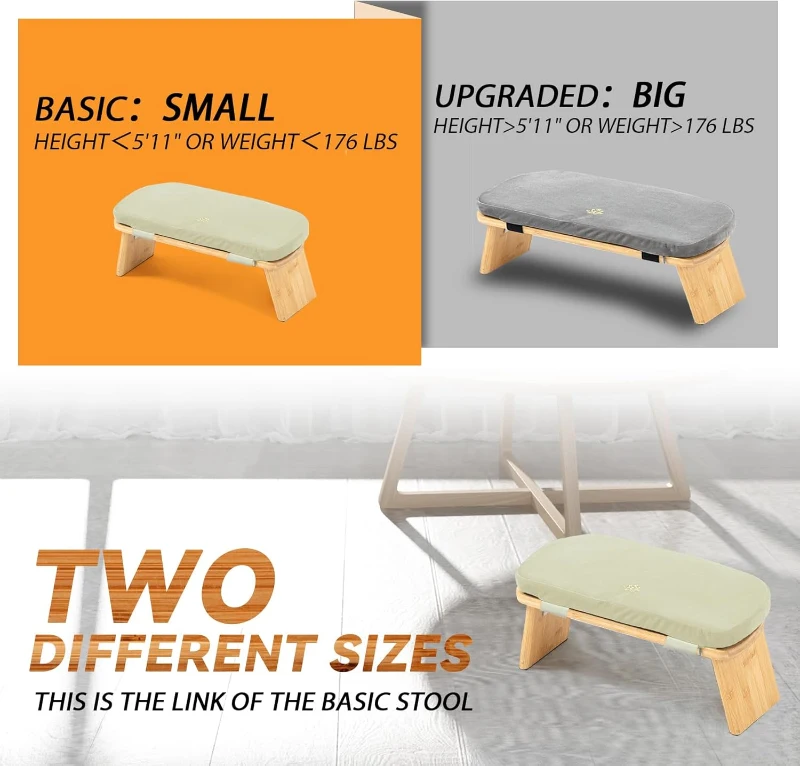 100% Natural Bamboo Folding Meditation Bench — Seiza Kneeling Stool with Cushion (Beige)