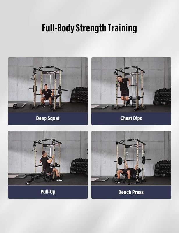 MAJOR FITNESS Drone1 Power Cage – Multi-Function Power Rack with Integrated 100 lb Weight Stack, Cable Crossover System, Squat Rack & Landmine for Home Strength Training