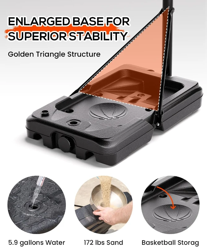 Mayfire Adjustable Kids Basketball Hoop — Portable Goal with Wheels, Height Adjustable (4.8–10 ft), 33"" Shatterproof Backboard, Ideal for Driveway or Backyard