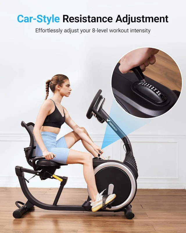 MERACH High-End Recumbent Exercise Bike for Home, Light Commercial Grade, 330 lb Capacity, Bluetooth & App Integration, LCD, Heart-Rate Handles