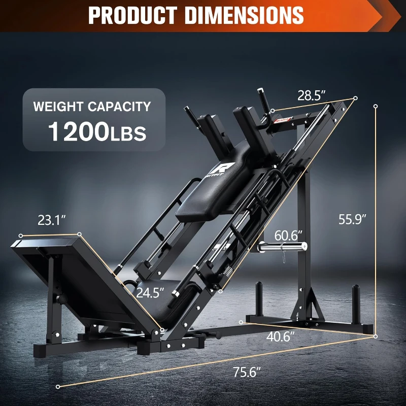 RitFit Pro Adjustable Leg Press & Hack Squat Station with Barbell Plate Set, Linear-Bearing Home Gym Equipment for Comprehensive Lower-Body Workouts and Weight Storage