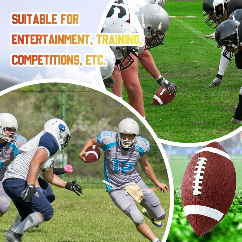 Jerify Official Size Composite Leather Footballs (6-Pack) with Pump - PU Inflatable Footballs for Indoor & Outdoor Training