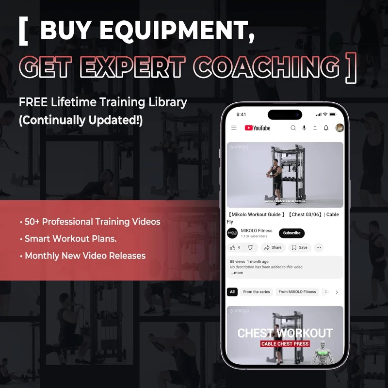 Mikolo K6 Power Cage — 1500 lb Capacity Power Rack with Cable Crossover, Lat Pulldown & Pulley System for Home Fitness