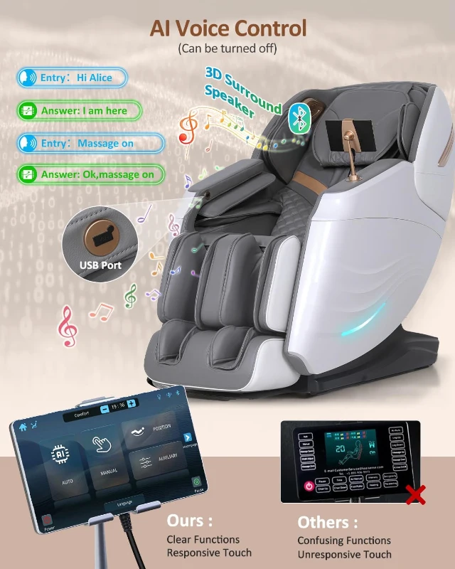 RELX 2026 Full-Body Massage Chair — 20-Mode Zero-Gravity SL-Track Shiatsu Recliner with Built-in Heat, Airbag Massage, Body Scan, Deep Yoga Stretch, Calfrest Extension & AI Control (White)