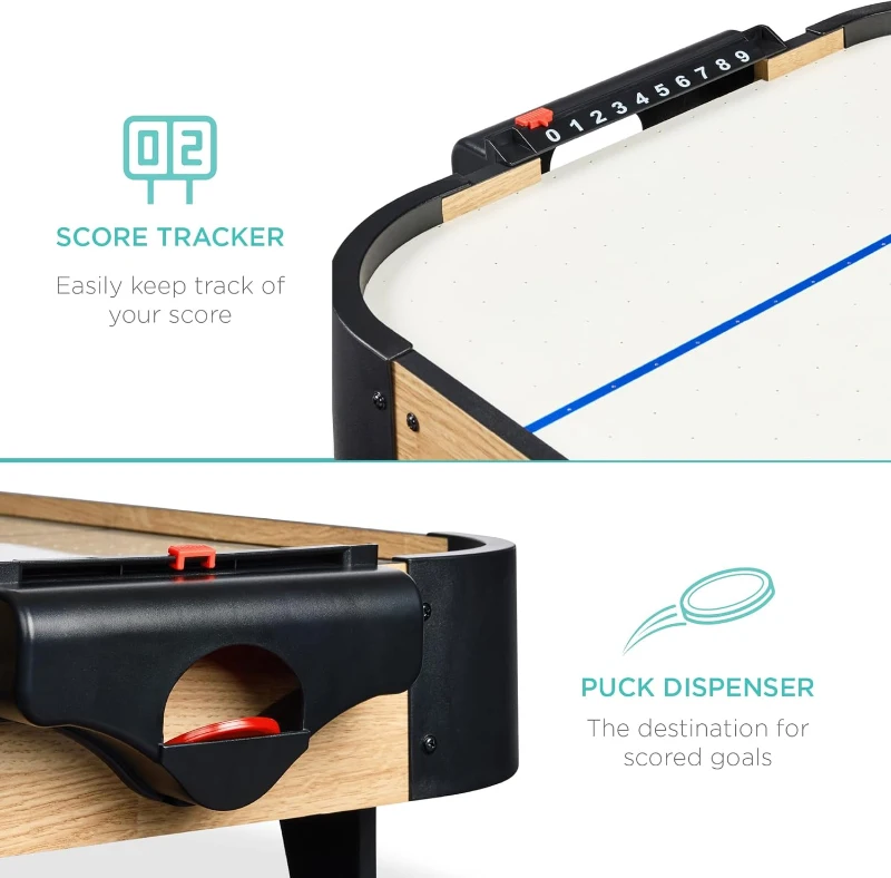 Best Choice Products 40"" Portable Tabletop Air Hockey — Compact Arcade Table with 100V Motor, Fan, 2 Strikers & 2 Pucks