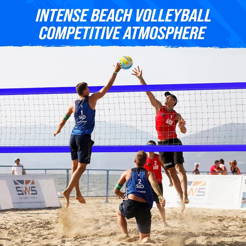 Patiassy Portable Heavy-Duty Outdoor Volleyball Net Set for Backyard and Beach – Adjustable Aluminum Poles with Winch, Steel Stakes, Anti-Sag Design, Pump & 1680D Carry Bag