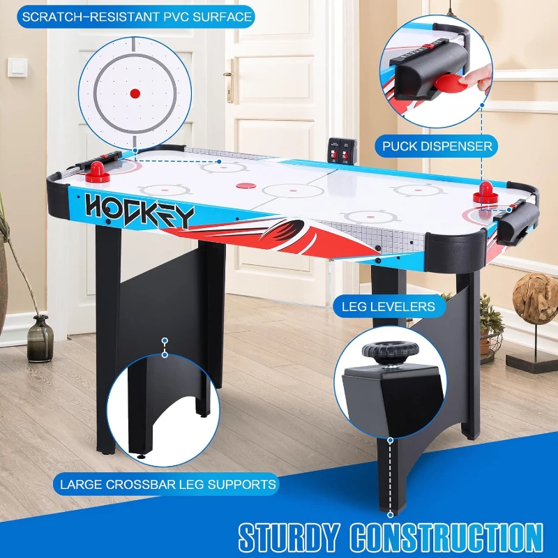 48"" Foldable Air Hockey Table - Indoor Arcade Game with Electronic LED Scoring, 2 Pucks & 2 Pushers - Family Game Room for Adults and Kids