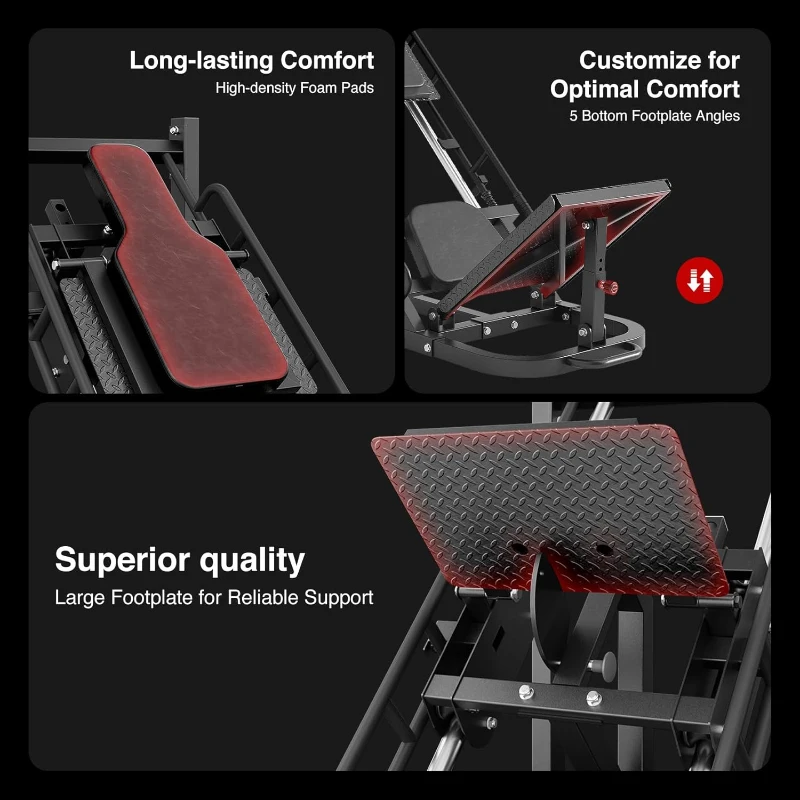 Dripex 2-in-1 Leg Press & Hack Squat Machine for Home Gym, 45° Combo with 4 Weight Plate Storage Posts — Plates Not Included