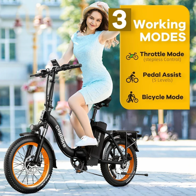 KEBIKO 1000W Folding Electric Bike — 48V 20Ah Removable Battery, 30+ MPH Top Speed, Up to 80-Mile Range, 20"" Fat Tire Dual-Suspension Foldable E-Bike for Adults