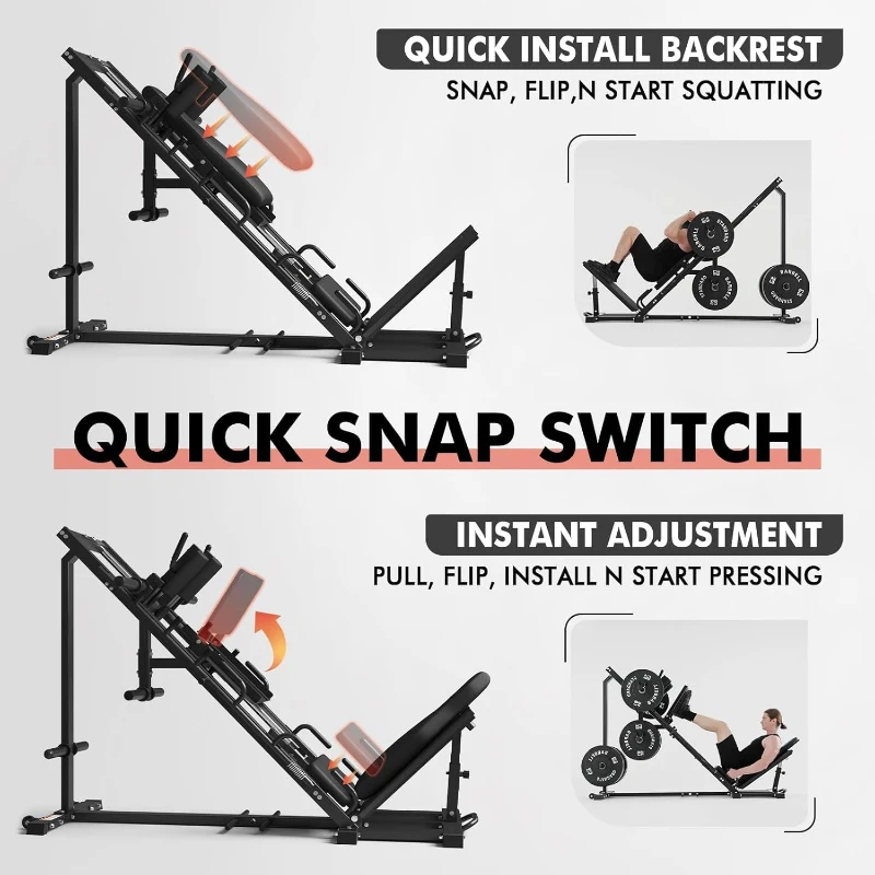 GMWD DD07 2-in-1 Leg Press & Hack Squat Combo — Adjustable Home Gym Machine with Linear Bearing, Weight Storage and Commercial-Grade Frame