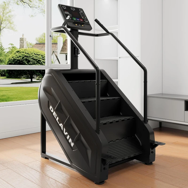 DELAVIN Commercial-Style Stair Stepper with LED Screen, 15 Speed Levels (24–164 SPM), 440 lb Capacity Stepmill for Cardio and Lower-Body Training (FBA)