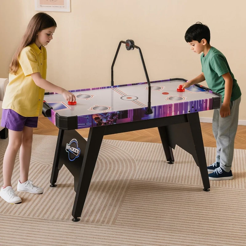 GYMAX 56 in Air Hockey Table with 12V High-Performance Motor and LED Digital Scoreboard - Includes 2 Pushers & 2 Pucks, for Home, Game Room, Office