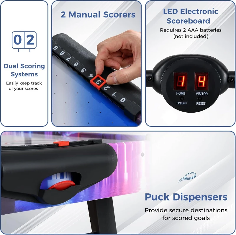 Goplus 56-inch Air Hockey Arcade Table with 12V High-Performance Motor, Digital LED Scoreboard, 2 Pucks & 2 Pushers — Home, Office, Game Room