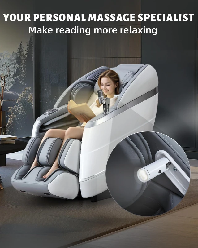 RelaxRelife 4D Full-Body Massage Chair with 166° Flexible SL Track, Reading Lamp, 18 Modes, 11 Techniques, 36 Airbags, Zero Gravity Recliner, Yoga Stretch & Foot Massage (Grey)