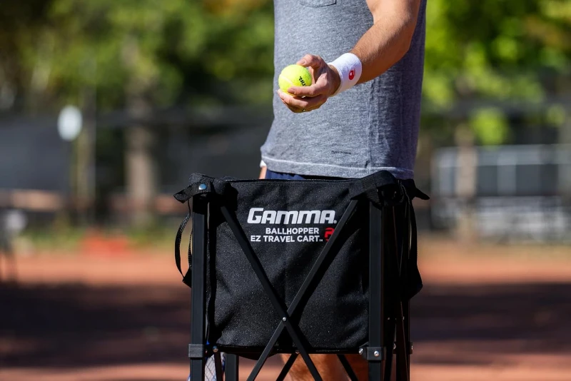 GAMMA Sports EZ Travel Cart — Portable Tennis & Pickleball Ball Hopper with Carrying Case