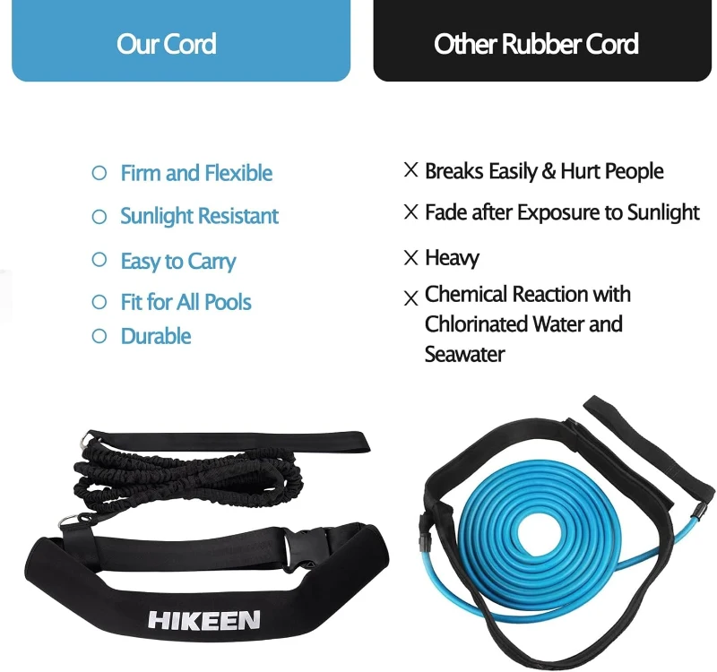 Hikeen 4M Swim Tether Belt – Stationary Harness for In-Place Swimming & Aquatic Resistance