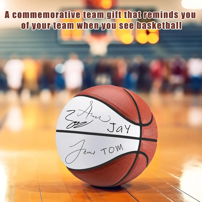 Liliful 2-Pack Official Size 7 Autograph Basketballs with 2 Stands, 2 Signature Pens and 1 Pump – Blank Panels for Trophies, Birthdays, Graduations