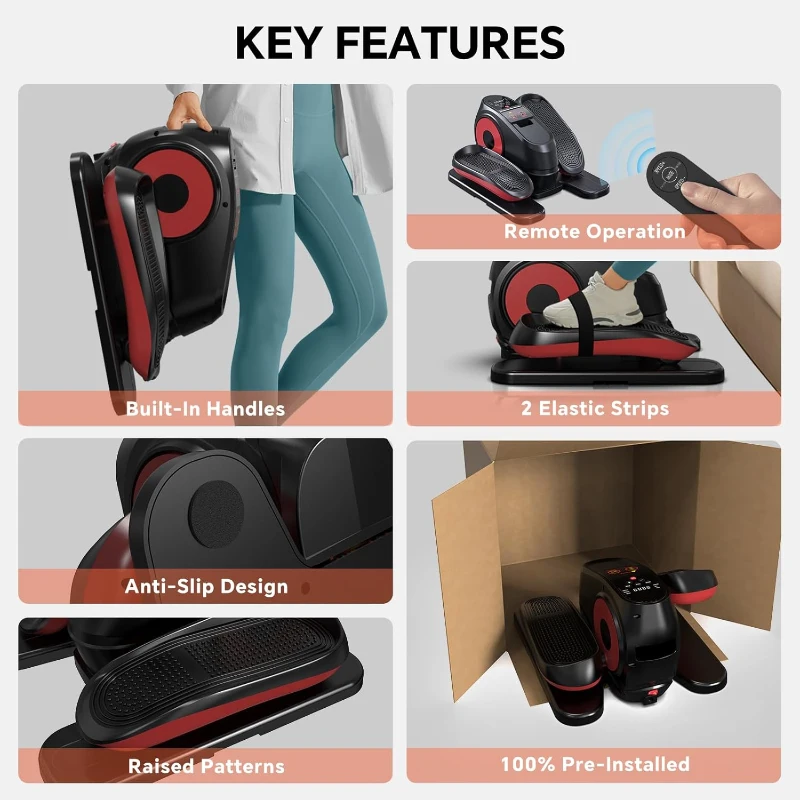 2025 Under-Desk Elliptical Machine – Electric Exerciser Pro (As Seen on TV) with 16 Speeds (16–105 RPM), 16 Auto Programs, Quiet, Fully Assembled with Remote Control