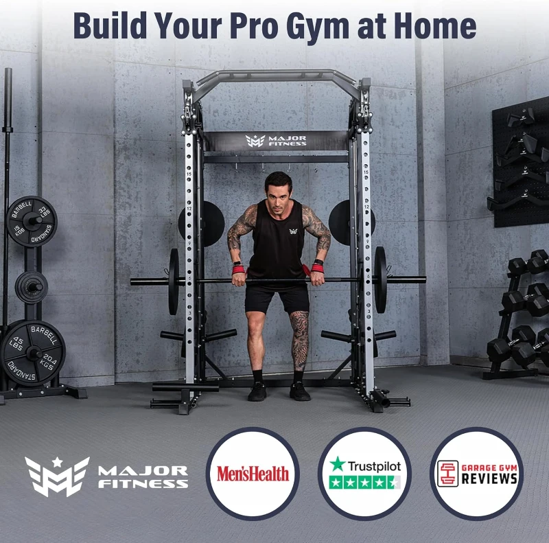 Major Fitness Drone2 Advanced Smith Machine — All-in-One Home Gym with Aluminum Pulley Set, Dual Lat Pulldown & Cable Crossover
