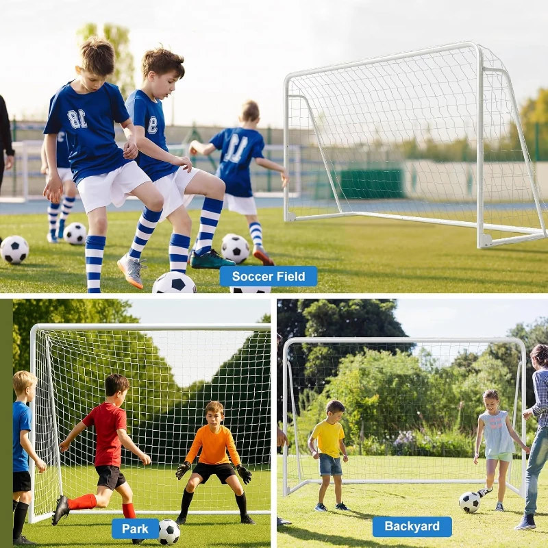 MOPHOTO Foldable Soccer Goal — Multiple Sizes (6x4, 8x6, 10x6.5, 12x6, 16x7, 18.5x6.5, 21x7, 24x8) for Backyard Training & Adult/Teen Practice