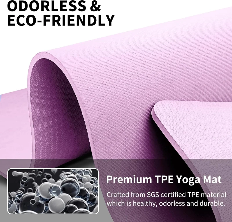 Hatha Extra-Long TPE Yoga Mat 79"" x 40"" x 1/2"" Thick — Non-Slip Exercise & Fitness Mat
