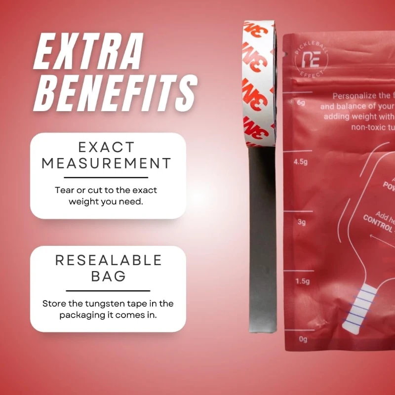 Tungsten Weighted Tape for Pickleball Paddles | Lead-Free Adjustable Paddle Weight Strip | 60-inch Roll with 3M Adhesive