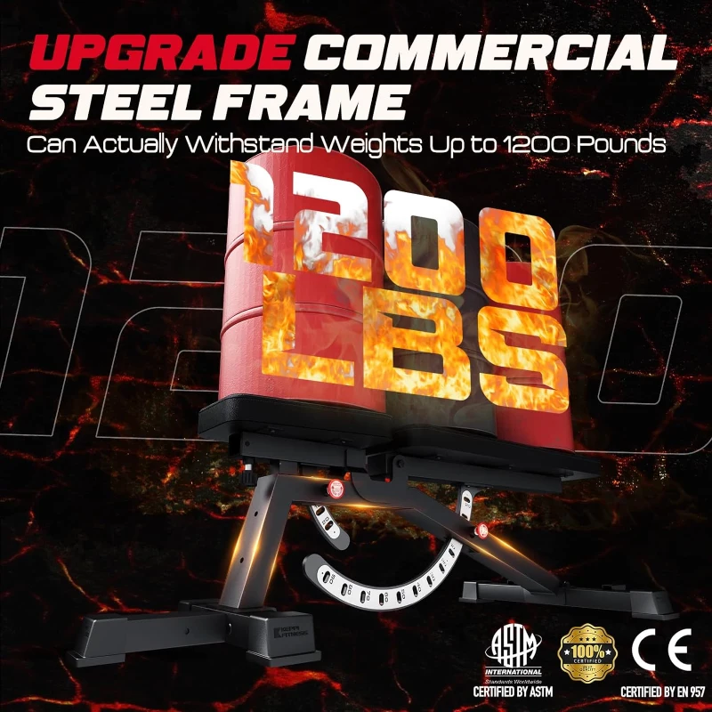 KeppiFitness Bench3000 MAX Adjustable Weight Bench – Heavy-Duty 1200 lb Capacity with Leg Extension & Preacher Pad, Flat/Incline/Decline