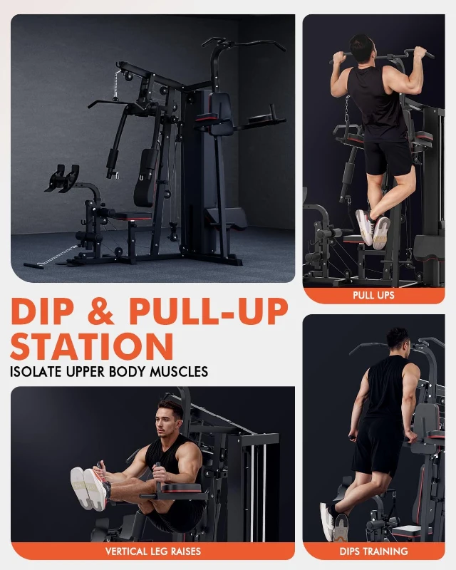 Mikolo Home Gym Station — Multifunctional Full-Body Workout Machine with 150 lb Weight Stack, Over 90 Exercises